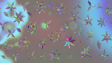 Gri renkli çiçekler. Renkli Yaz Temalı eskiz kalıbı. Sevimli çiçek raster deseni. Düz Çiçek Elementleri Tasarımı.