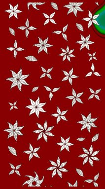 Kırmızı renkte çiçekler. Raster illüstrasyonunda çiçek deseni çizimi.