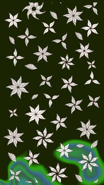 Renkli süs kenarı. Çizim kalıbı. Raster illüstrasyonu. Çiçek duvar kağıdı. Gri renklerde. Hint süsü..