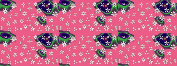 Motley illüstrasyonu. Küçük renkli çiçekler. Küçük çiçekte güzel bir desen. Pembe çiçekli bahar çiçekleri. Moda baskıları için zarif bir şablon.