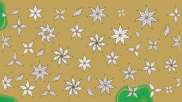 Çiçek buketleriyle klasik bir eskiz şekli. Raster illüstrasyonu. Sarı renklerde.