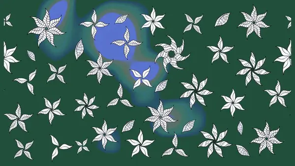 Güzel kumaş deseni. Düz Çiçek Elementleri Tasarımı. Raster Illustrasyon 'daki Çiçek Deseni' nin son moda çizimi. Renkli Yaz Teması çizim şablonu.