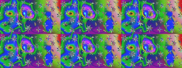 Raster düz çiçek çizim deseni. Yeşil renkli çiçekler. Tasarım hediye paketi, tebrik kartları, posterler ve afiş tasarımı.