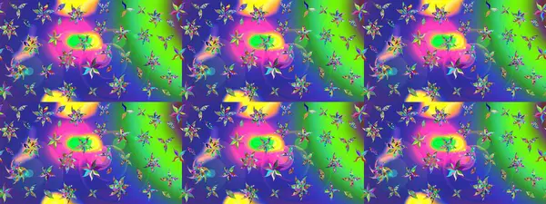 Raster illüstrasyonu. 3D çiçekler, eskiz. Mavi renklerde.