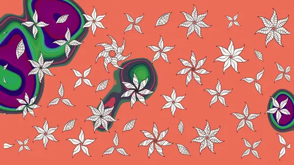 Düz Çiçek Elementleri Tasarımı. Sevimli çiçek raster deseni. Modaya uygun kumaş deseni. Renkli Yaz Teması çizim şablonu.