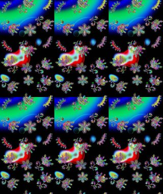 Raster kar taneleri arka plan. Renk arka plan üzerinde izole soyut kar taneleri ile düz tasarım. Kar tanesi renkli desen. Snowflakes desen. Raster illüstrasyon.