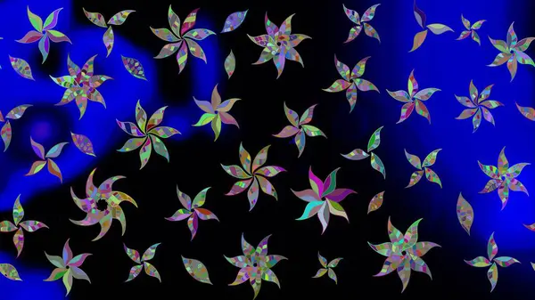 Küçük renkli çiçekler. Robot resim. Küçük çiçekte güzel bir desen. Moda baskıları için zarif bir şablon. Çiçekli bahar çiçekleri. Motley illüstrasyonu.