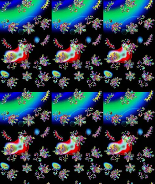 Raster kar taneleri arka plan. Renk arka plan üzerinde izole soyut kar taneleri ile düz tasarım. Kar tanesi renkli desen. Snowflakes desen. Raster illüstrasyon.