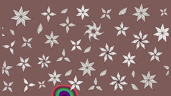 Kahverengi renklerde bahar çiçekleri. Çiçekli yumuşak bir eskiz şekli. Raster illüstrasyonu. Raster çiçekleri klasik tarzda resmedilir..