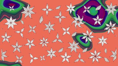 Küçük turuncu çiçeklerle oldukça eski bir besin torbası deseni. Tekstil, kumaş, kapaklar, duvar kağıtları, baskı, paket, koleksiyon defteri, örgü, dekupaj için çiçek arkaplanı..