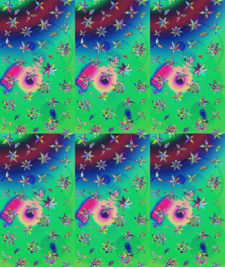 Nazikçe, güzel çiçek arkaplanı. Çiçekli karalama şeklinde Raster çiçek deseni. Yeşil renkte çiçekler.