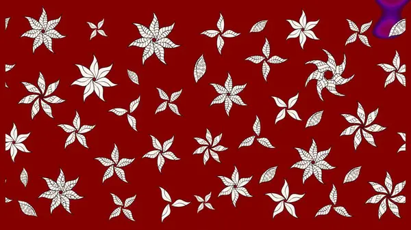 Tekrar eden çiçek arkaplanı, zarif kırmızı çiçek duvar kağıdı. Kırmızı renkler üzerine çiçek desenli çizimler, el yapımı papatyalar, papatyalar..