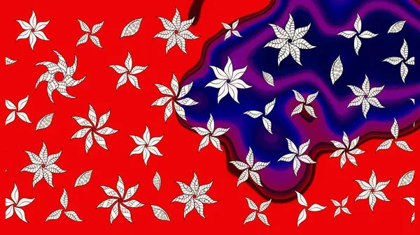 Düz Çiçek Elementleri Tasarım Raster illüstrasyonu. Renkli Bahar Teması eskiz kalıbı. Çiçek desenli eskiz. Kırmızı renkte çiçekler.