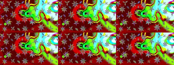 Kırmızı renkte etnik çiçeklerle süslenmiş zarif bir eskiz şekli. Raster Çiçek İllüstrasyonu güzel tekstil..