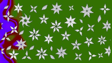 Çiçekli çiçek deseni, suluboya. Raster illüstrasyonu. Düz Çiçek Elementleri Tasarımı. Yeşil renkli çiçekler. Renkli Bahar Teması çizim şablonu.