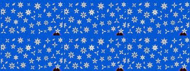 Mavi renklerde. Mavi renkli mavi papatya deseni. Raster illüstrasyonu.