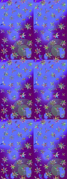 Raster illüstrasyonu. Çiçek desenli çizim. Mor renkli çiçekler. Asya tekstil tarzında. Raster illüstrasyonu.