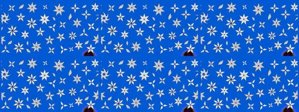 Mavi renklerde. Mavi renkli mavi papatya deseni. Raster illüstrasyonu.