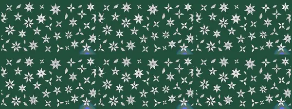 Yeşil renkli çiçekler. Raster illüstrasyonunda çiçek deseni çizimi.