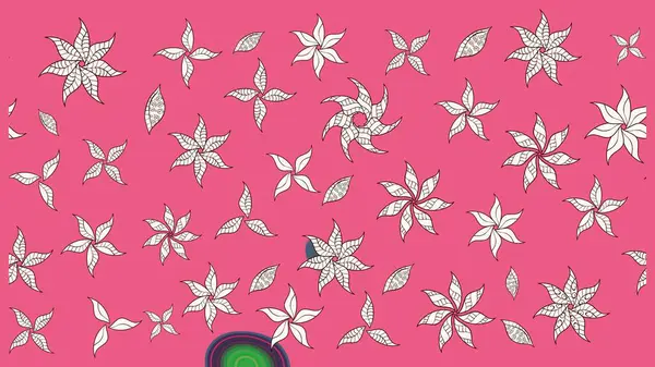 Raster illüstrasyonundaki çiçek desenli çizim. Pembe renkte çiçekler.
