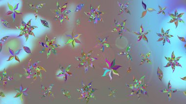 Gri renkli çiçekler. Raster illüstrasyonu. Robot resim. Şirin çiçek elementleri..