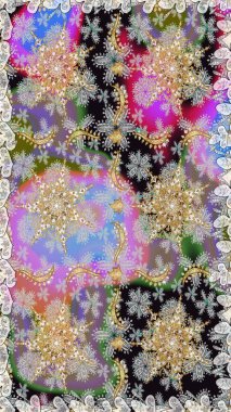 Paisleys zarif çiçek desenli dikdörtgen arka plan duvar kâğıdı illüstrasyonlu klasik stil, modern 3D çizgili sanat altın ve gri desenli çiçek yaprakları ve süslemeleri..