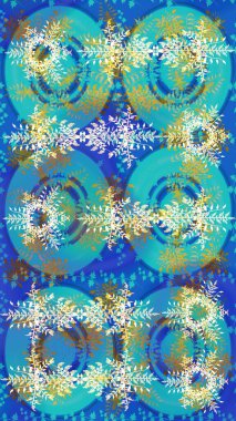 Raster skeci. Kış mavisi, nötr ve yeşil noel kar kristal elementi. Kar tanesi raster arka planı. Meteoroloji buz koleksiyonu. Xmas don kar taneleri izole edilmiş siluet sembolü.