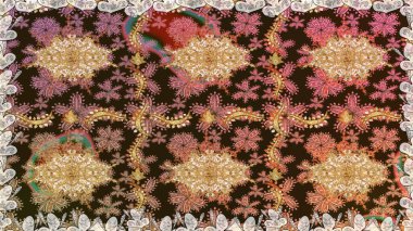 Kahverengi renkler ve altın elementler üzerinde altın pürüzsüz desen. Kahverengi renklerde, altın elementlerle kusursuz klasik desen. Noel, kar tanesi, yeni yıl.