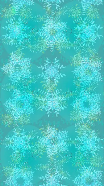 Raster illüstrasyonu. Sihirli mavi, yeşil ve nötr tatil soyut arka plan, yıldızlar ve düşen kar taneleri. Noel mavisi, yeşil ve nötr.