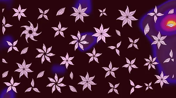 Suluboya elle çizilmiş çiçek desenli eskiz deseni. Parlak renkli fantezi çiçekleri, yapraklar, kahverengi renkli tomurcuklar, kahverengi.