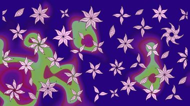 Suluboya, elle çizilmiş. Çiçekler maviye. Raster hisseleri. Taslak arkaplan deseni.