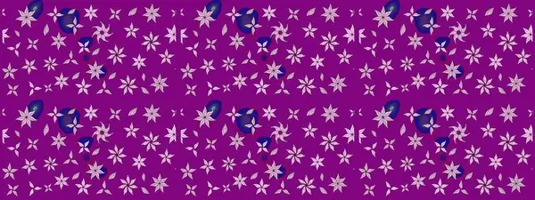 Retro tekstil tasarım koleksiyonu. El çizimi çiçek unsurları olan soyut çizim raster deseni. Çiçekli ipek eşarp. Mor üstüne mor. 1950 'ler-1960' lar motifleri.