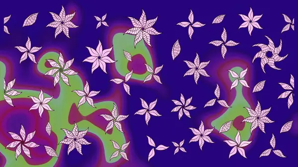 Suluboya, elle çizilmiş. Çiçekler maviye. Raster hisseleri. Taslak arkaplan deseni.