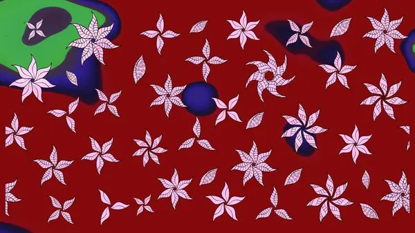 Kibarca, kırmızı renkte bahar çiçekleri. Raster illüstrasyonu. Raster çiçekleri klasik tarzda çizilmiş. Çiçekli yumuşak çizim deseni.