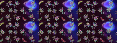 Parlak çiçekli kolaj çiçekleri kahverengi, siyah ve mavi. Çiçekli zambakların eskiz geçmişi. Çiçek tasarımı için inanılmaz kolaj cennet tarzı..