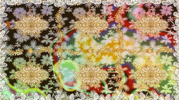 Altın elementlerle nötr renklerde altın desen. Kusursuz klasik altın desen. Raster geleneksel oryantasyon süsü.