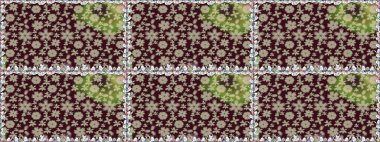 Raster illüstrasyonu. Kahverengi renkli çiçekler. Raster illüstrasyonu. Asya tekstil tarzında. Kusursuz çiçek deseni.