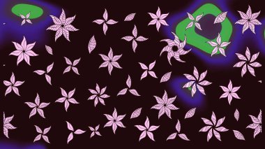 Üzerinde gelincikler ve vadi zambakları olan renkli çiçek desenli nakış deseni. Tekstil tasarımı için kahverengi renkli geleneksel halk çiçekleri buketi.