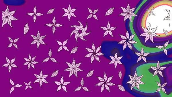 Düz Çiçek Elementleri Tasarımı. Mor renkli şirin çiçek deseni. Raster Modaya uygun kumaş deseni. Renkli Bahar Teması çizim şablonu.