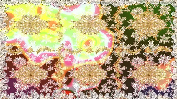 Altın elementlerle nötr renklerde altın desen. Kusursuz klasik altın desen. Raster geleneksel oryantasyon süsü.