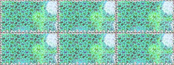 Mavi kelebek deseni. Parmak izi dokuları için sevimli kelebek deseni. Giysi tasarımı için dekor arka planı. Raster illüstrasyonu.