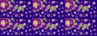 Güzel kumaş deseni. Renkli Yaz Temalı eskiz kalıbı. Raster Illustrasyon 'daki Çiçek Deseni' nin son moda çizimi. Düz Çiçek Elementleri Tasarımı.