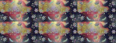 Çizgisiz desen. Şirin çiçekler. Raster Moda kumaş deseni.