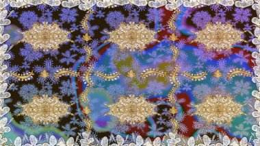 Barok tarzında kusursuz bir doğulu süsü. Raster geleneksel altın pürüzsüz desen kahverengi renklerde.