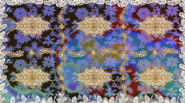 Barok tarzında kusursuz bir doğulu süsü. Raster geleneksel altın pürüzsüz desen kahverengi renklerde.