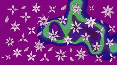 3D çiçekler, eskiz. Mor renklerde. Raster illüstrasyonu.