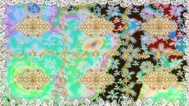 Tarafsız renklerde altın element. Barok tarzında altın çiçekli süs. Damask pürüzsüz yineleme kalıbı. Antika altın tekrarlanabilir duvar kağıdı.