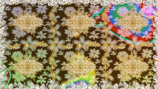 Kusursuz altın desen. Kahverengi renklerde, altın elementlerle kusursuz desen. Raster doğulu süsü.