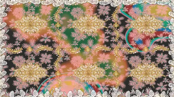 Düz elle çizilmiş klasik koleksiyon. Altın elementlerle bej renklerde altın desen. Raster altın pürüzsüz desen. Arkaplan, kumaş, altın duvar kağıdı.