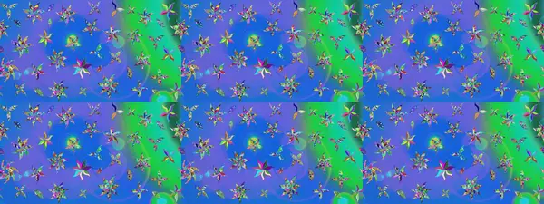 Mavi renkte etnik çiçeklerle süslenmiş zarif bir eskiz. Raster Çiçek İllüstrasyon Şirin Tekstil.